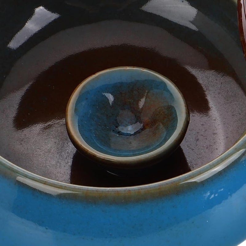 منفضة سجائر خزفية بغطاء مقاوم للرياح كبيرة زرقاء بدون دخان لمكتب المنزل أو الفناء - Image 3